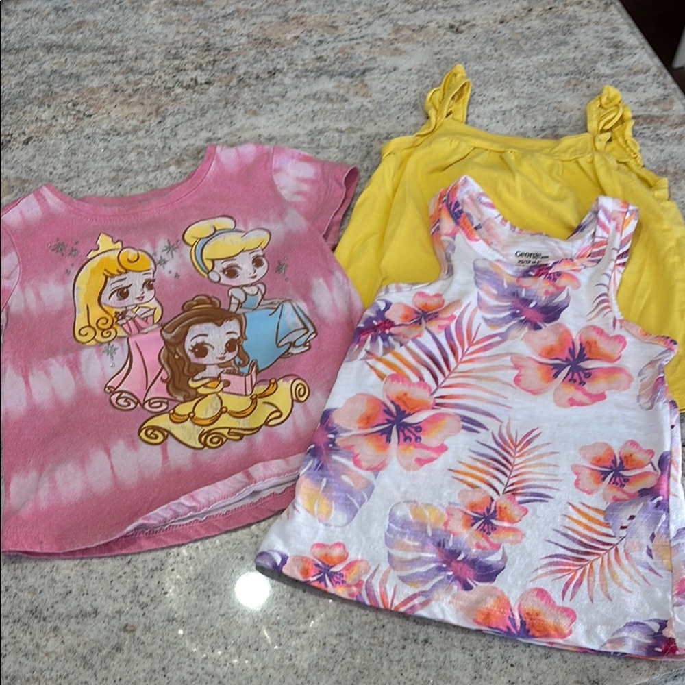10/$30 Disney Princess Pink Tie-Dye Kids Shirt and Tank Top Bundle (3)